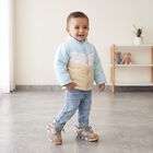 Infants Light Blue Stand Collar Puffer Jacket, हल्का नीला, small