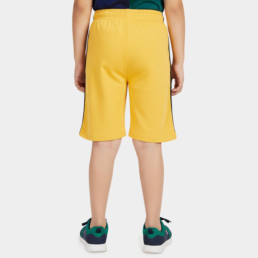 Boys Yellow Regular Fit Side Striped Bermuda Shorts, Mustard, large