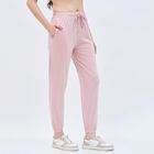 Women's Soft Pink Relaxed Fit Elastic Waist Track Pants, Light Pink, small image number null