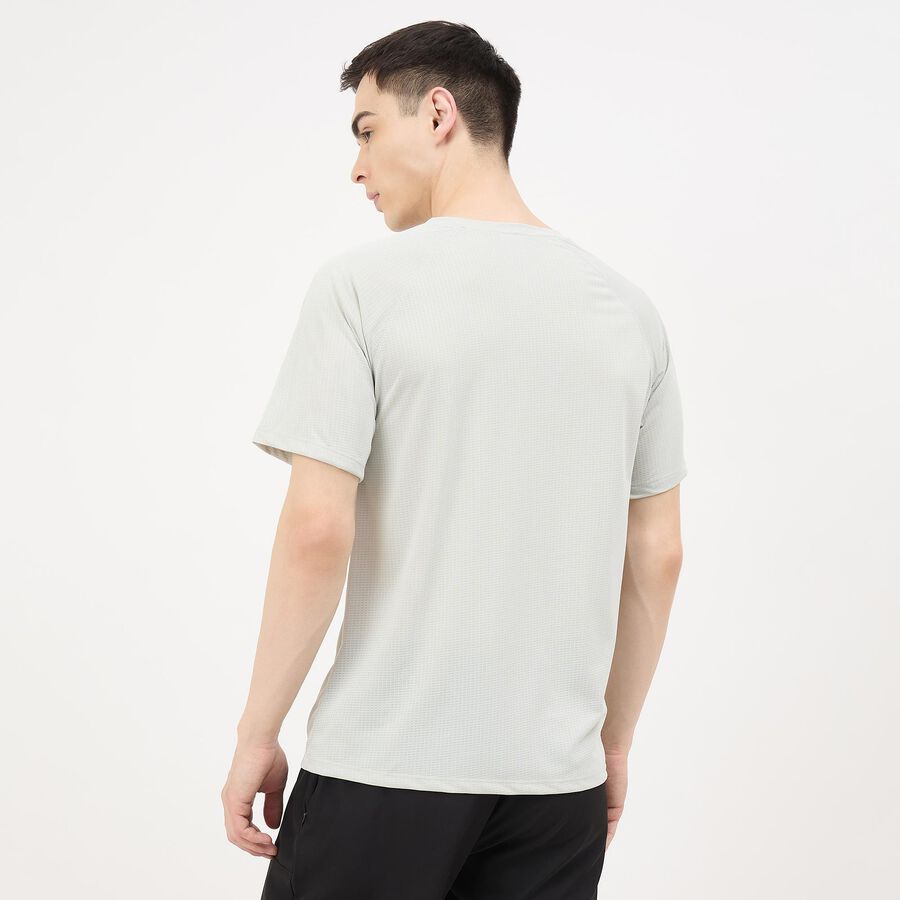 Men's Light Grey Round Neck Athleisure T-Shirt, Light Grey, large