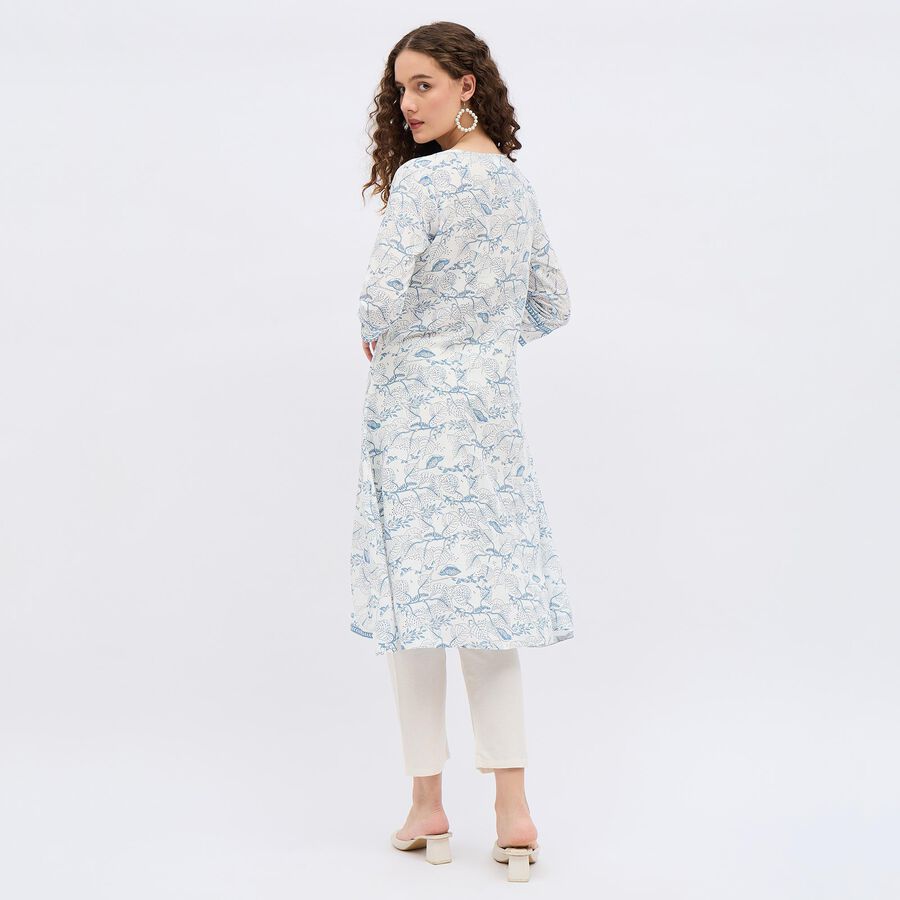 Women's Light Blue Round Neck Printed Kurta, Light Blue, large image number null