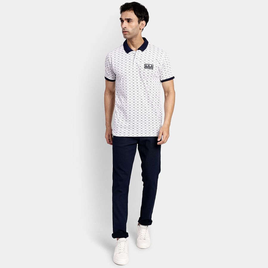 Men's 100% Cotton Collared Half Sleeves T-Shirt, White, large image number null