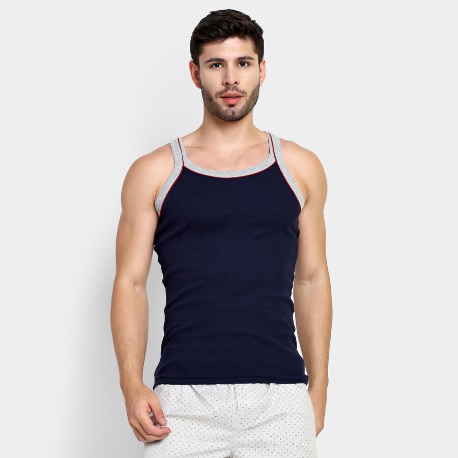 Men's 100% Cotton Gym T-Shirt , Navy Blue, large