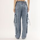 Women's Stonewashed Blue Relaxed Fit Cargo Jeans, हल्का नीला, small image number null