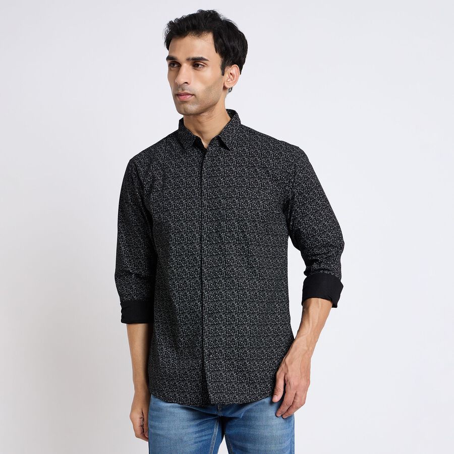 Men's 100% Cotton Casual Shirt, काला, large image number null