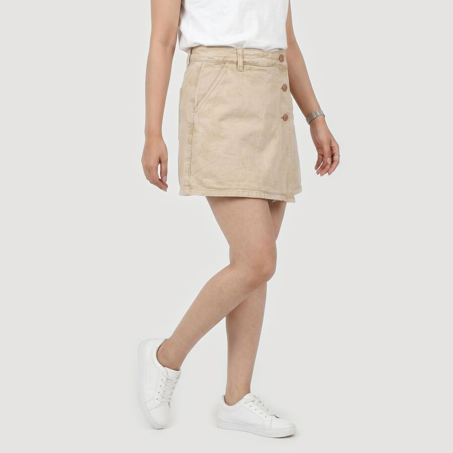 Women Beige Regular Fit Wrap Front Shorts, गहरा पीला, large