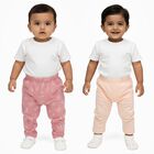 Baby Pink and Peach Cotton Blend Printed Pyjama Set, पीच, small image number null