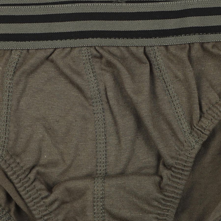 Boys' Olive Green Regular Fit Solid Briefs, ओलिव, large