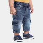 Infants Blue Relaxed Fit Cargo Jeans, मध्यम नीला, small