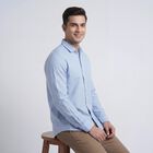 Men's Light Blue Spread Collar Casual Shirt, Light Blue, small