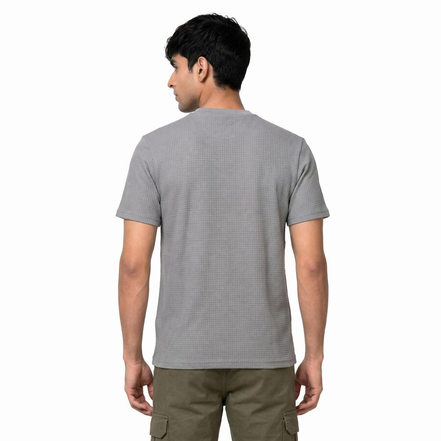 Men's Grey Cotton Round Neck Regular T-Shirt, Light Grey, large