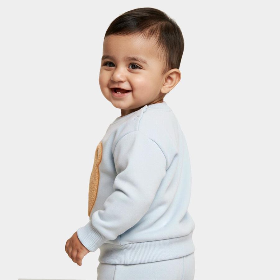 Infants Light Baby Blue Crew Neck Casual Sweatshirt, Light Blue, large image number null