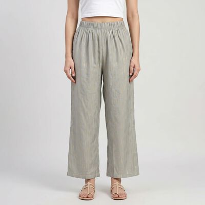Women's Grey Regular Fit Printed Palazzos