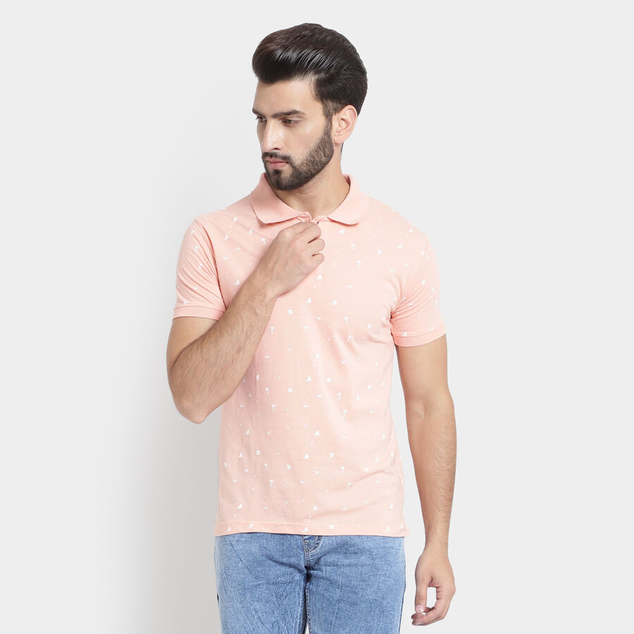 Printed Polo Shirt, Peach, large image number null