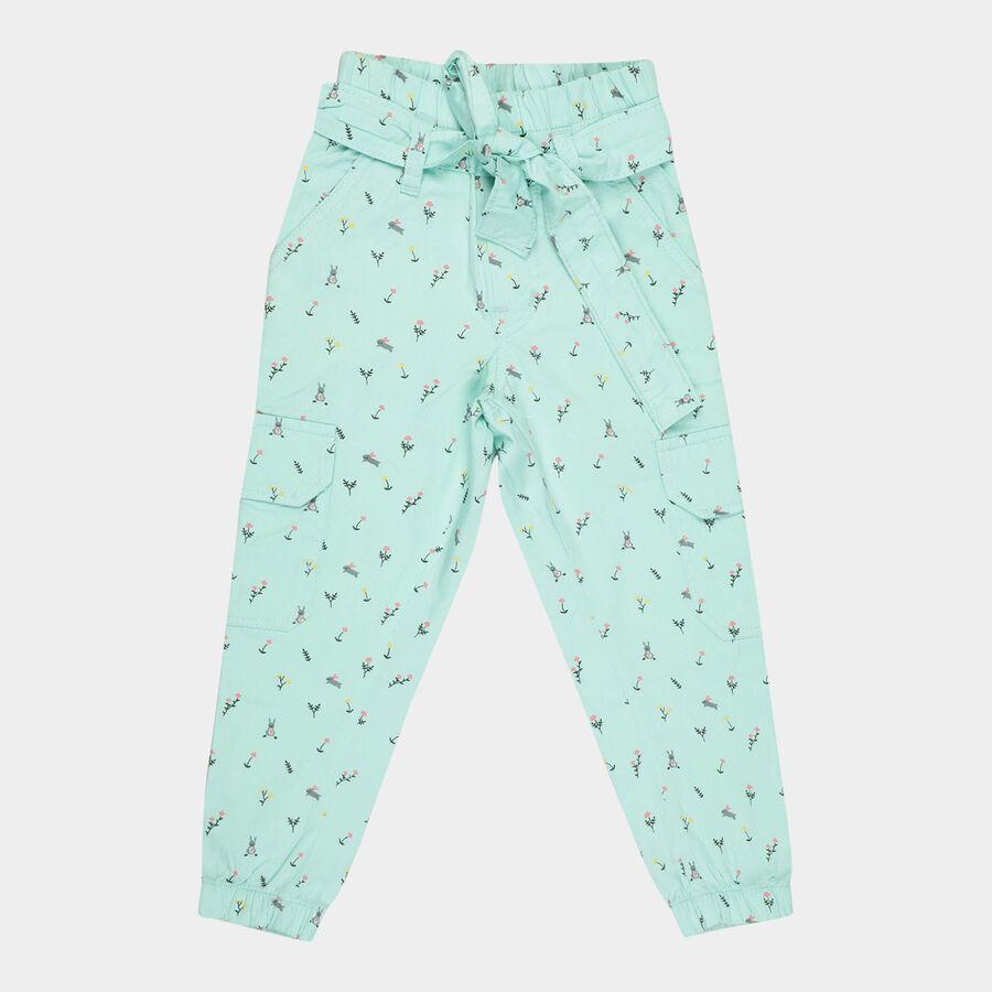 Girls All Over Print Trousers, Light Green, large image number null
