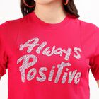 Women's Red Cotton Round Neck Casual T-Shirt, Fuchsia, small image number null