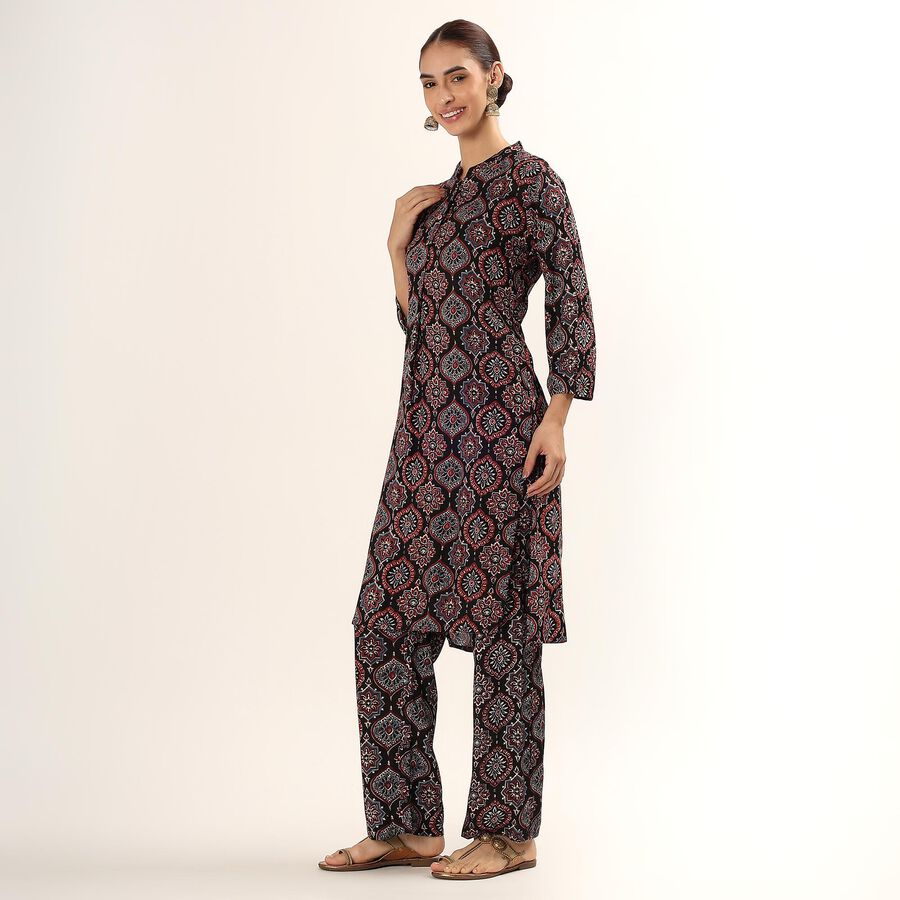 Women's Black Printed Ethnic Set, Black, large image number null