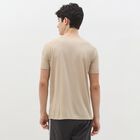 Men's Light Beige Crew Neck Athleisure T-Shirt, Beige, small