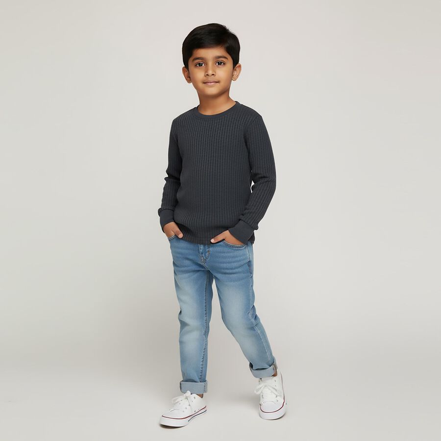 Boys' Thermal Upper, Melange Blue, large image number null