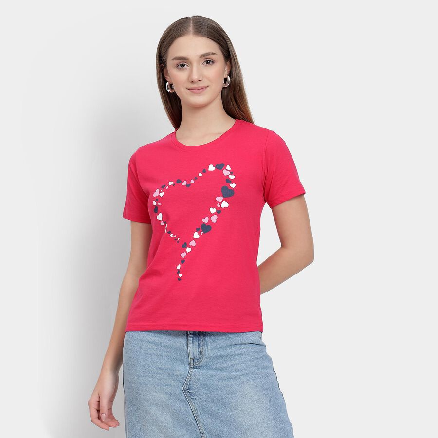 Ladies' Round Neck T-Shirt , रानी (फ्यूशिया), large image number null