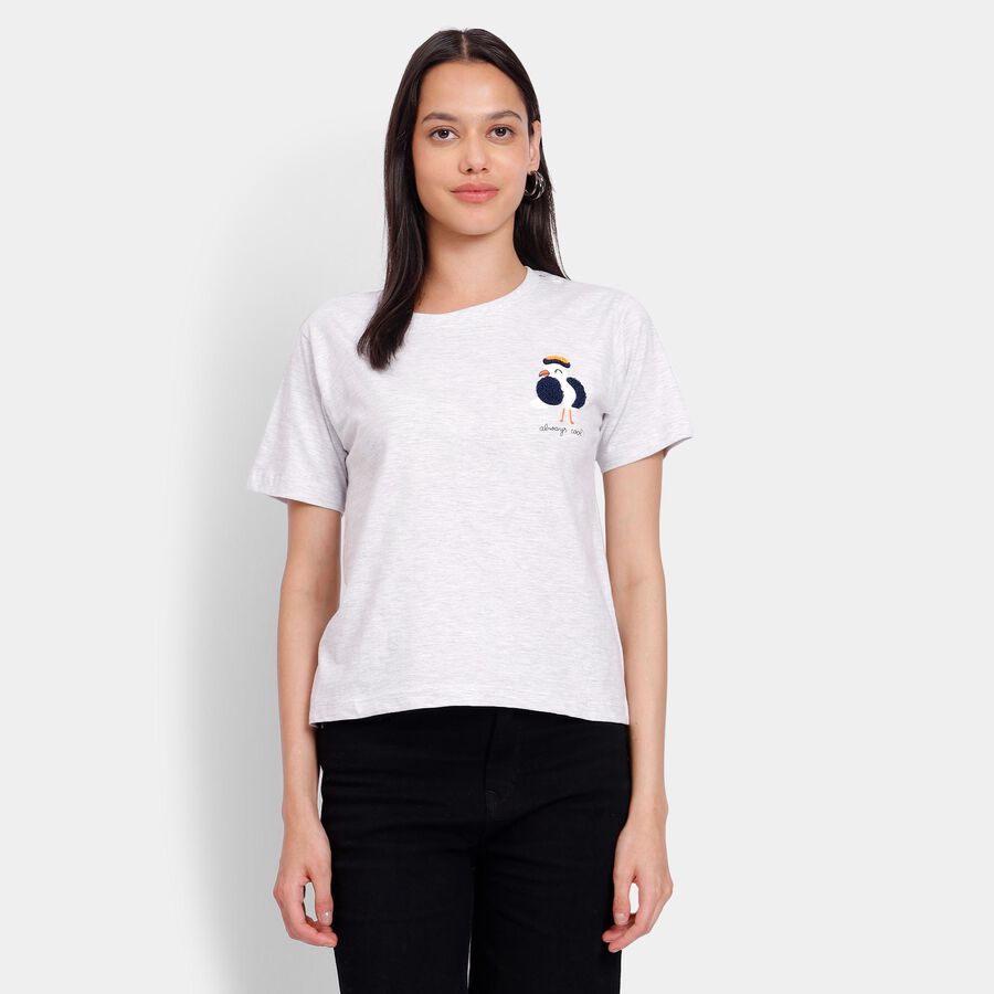 Ladies'  Crop  Top, मिश्रित हल्का ग्रे, large image number null