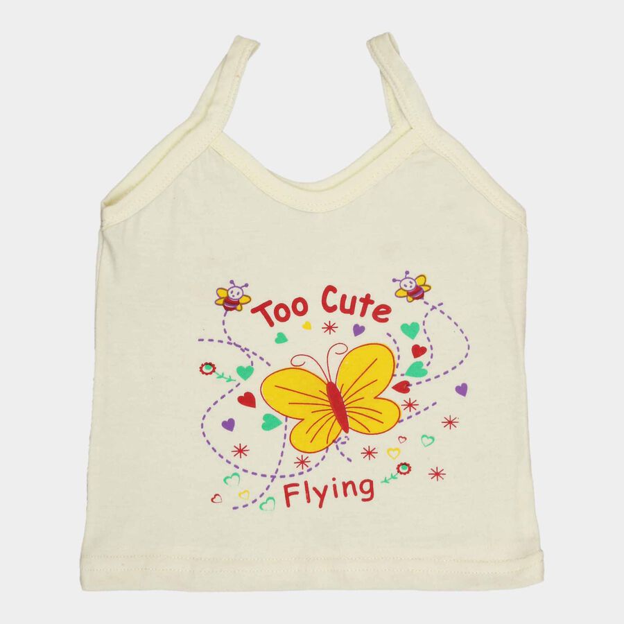 Girls Cotton Solid Vest, Yellow, large image number null
