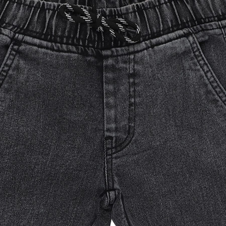 Boys' Charcoal Black Cargo Jogger Jeans, Dark Grey, large image number null