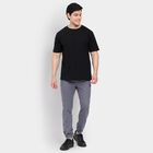 Men's Slim Fit Casual Trousers, मध्यम नीला, small