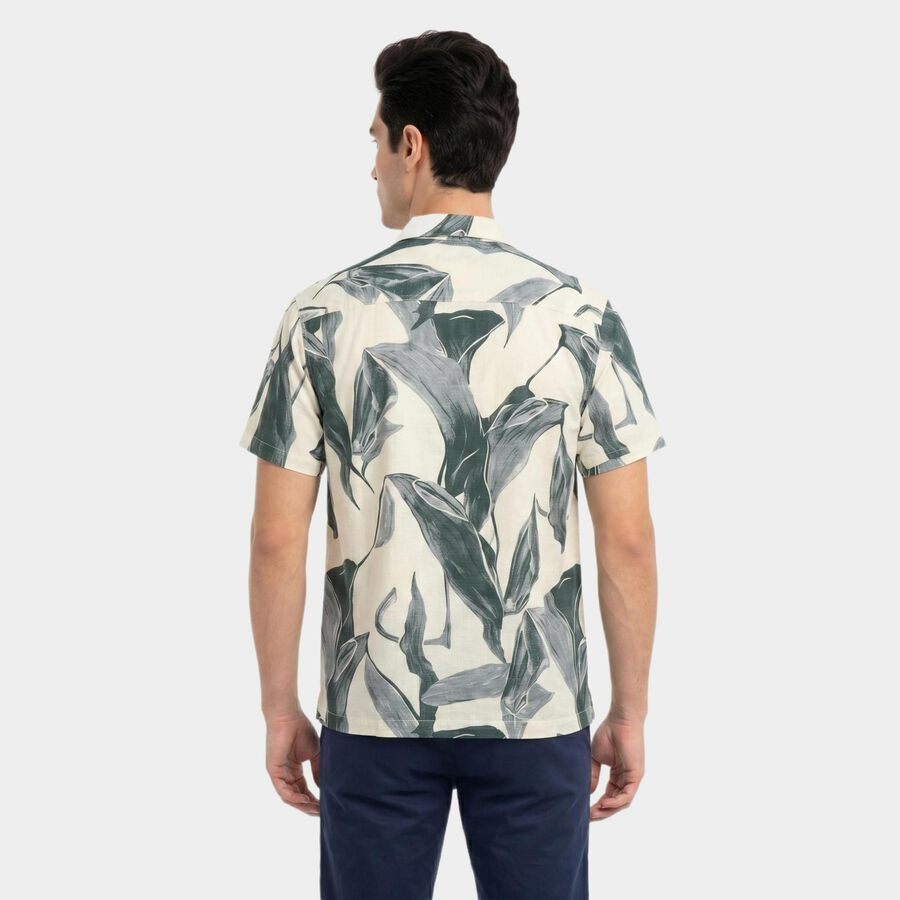 Men's Green Cotton Regular Fit Casual Shirt, Dark Green, large