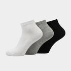 Men's Ankle Length Pack of 3 Socks ( Grey, White, Black ), काला, small