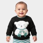 Infants' Black Crew Neck Long Sleeve Pullover, काला, small