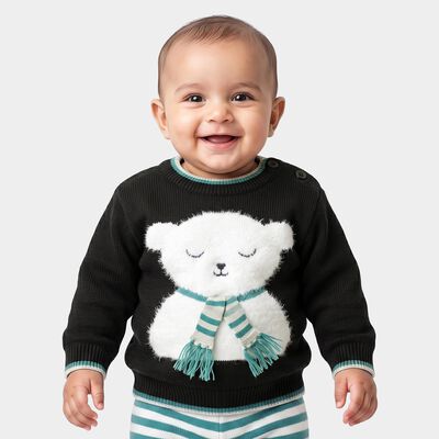 Infants' Black Crew Neck Long Sleeve Pullover