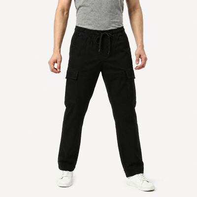 Men's Black Slim Fit Cargo Trousers