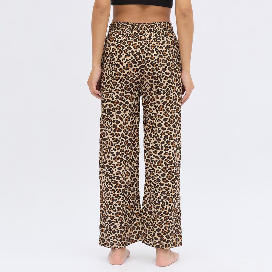 Women's Beige Regular Fit Mid Rise Printed Trousers, Brown, large image number null