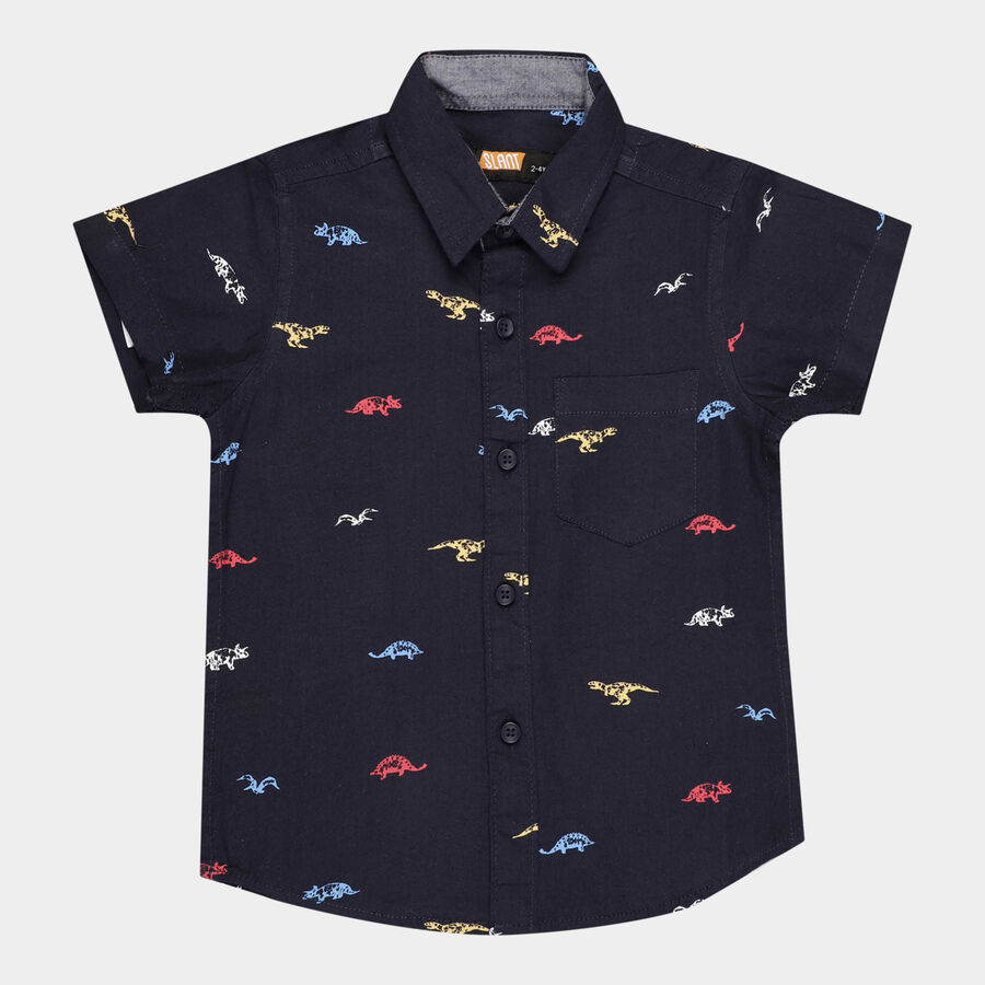 Boys All Over Print Casual Shirt, नेवी ब्लू, large image number null