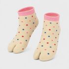 Women's Off White Regular Fit Polka Dot Pack of 1 Socks, ऑफ व्हाइट, small