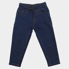 Boys' Navy Blue Slim Fit Drawstring Jeans, गहरा नीला, small