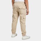 Boys Beige Regular Fit Cargo Pants, Khaki, small image number null