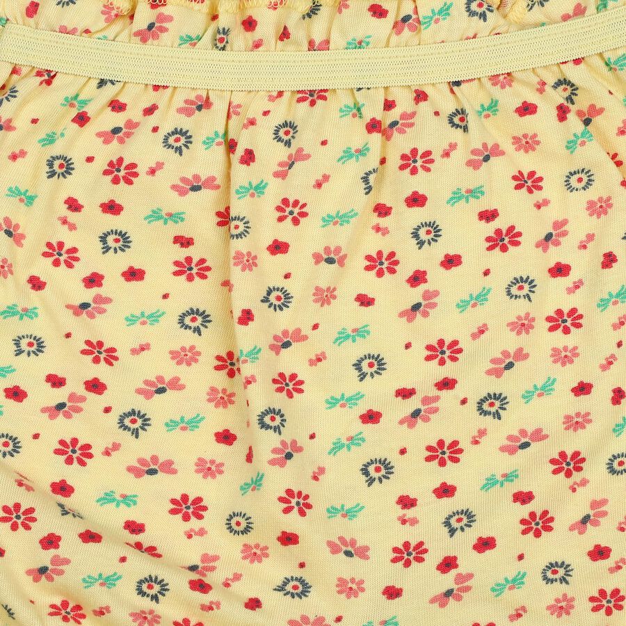 Girls Yellow Regular Fit Floral Bloomer, पीला, large