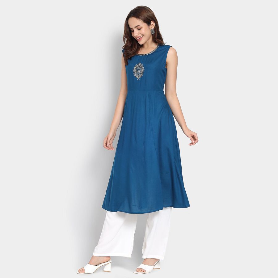 Ladies' Kurta Pyjama Set, Teal Blue, large image number null