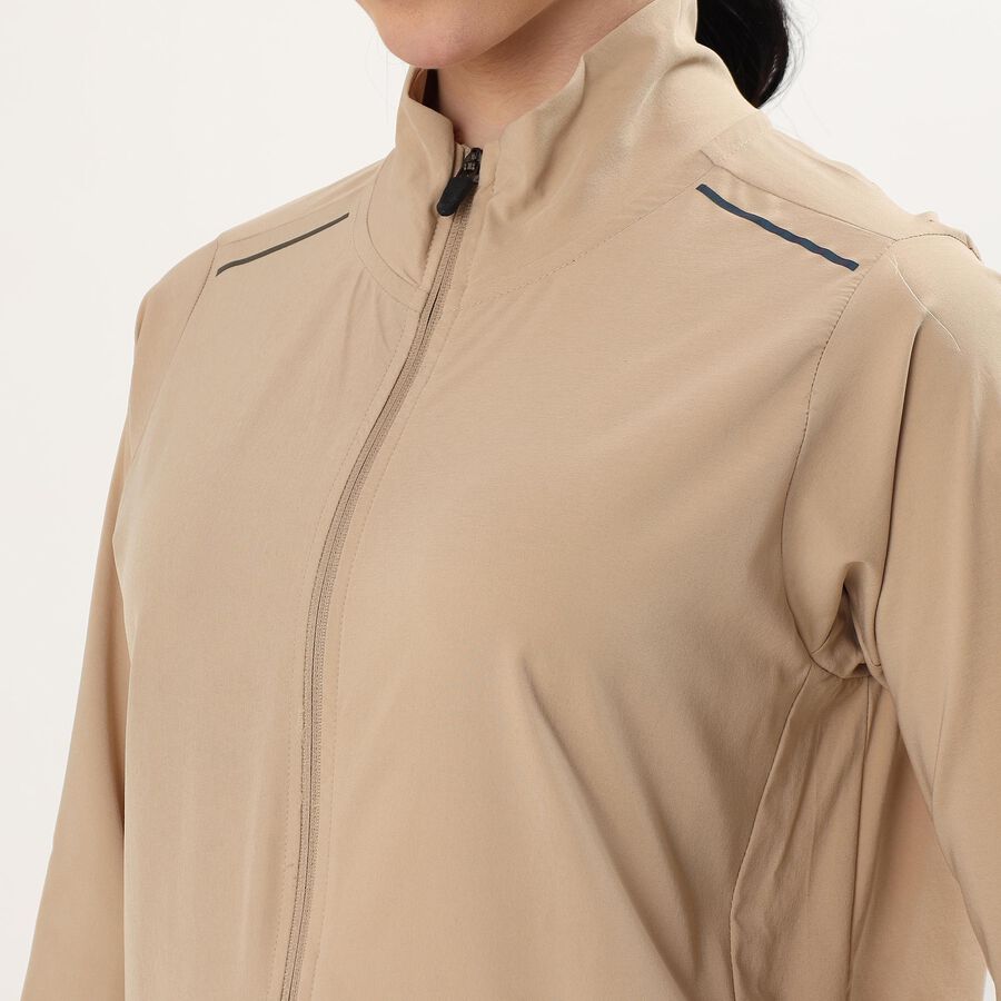 Women's Light Beige High Neck Sportswear Jacket, Beige, large image number null