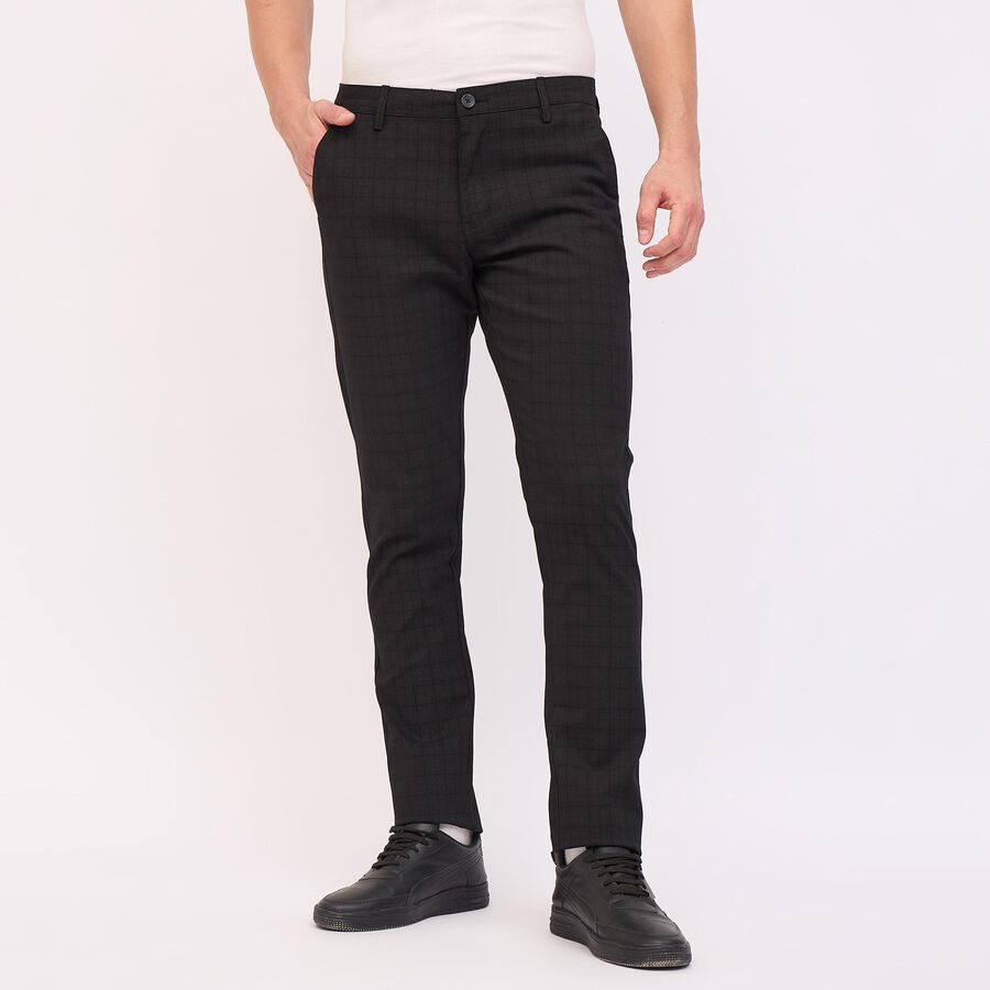 Men's Slim Fit Casual Trousers, Black, large image number null