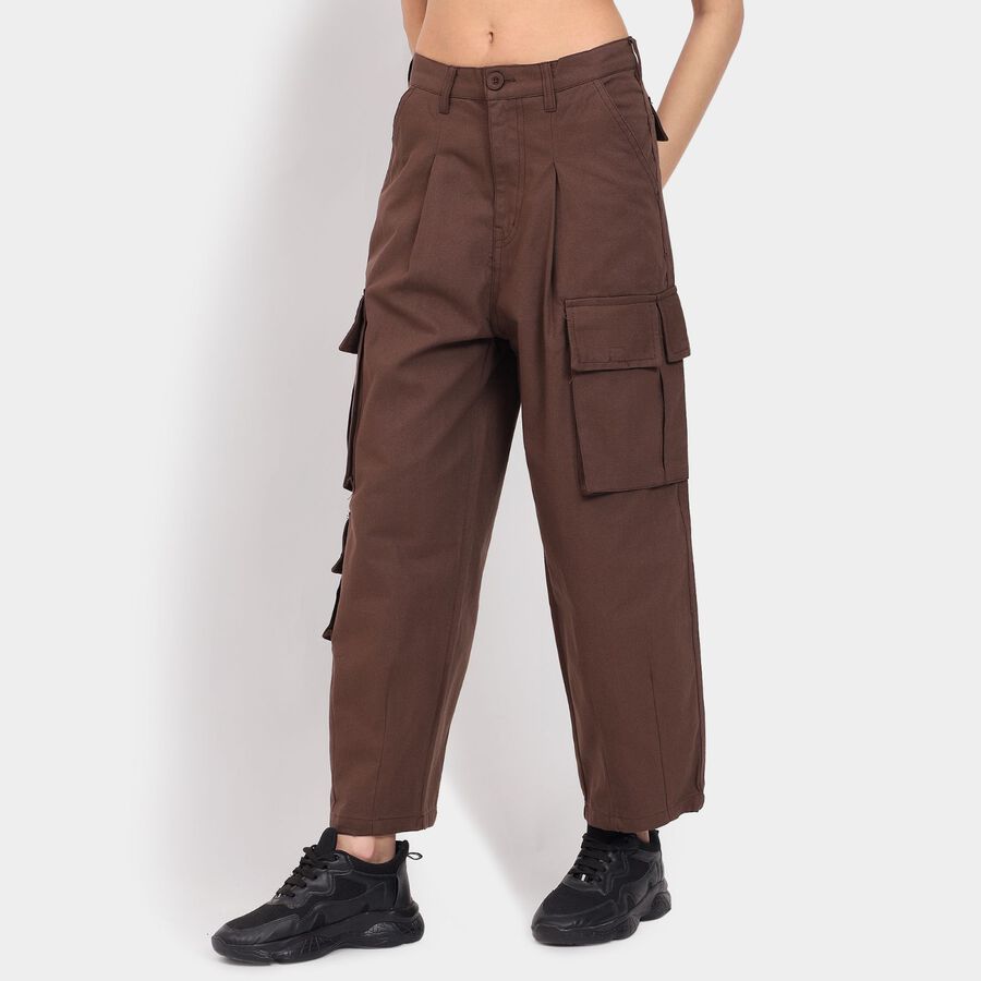 Ladies' 100% Cotton Trousers , भूरा, large image number null