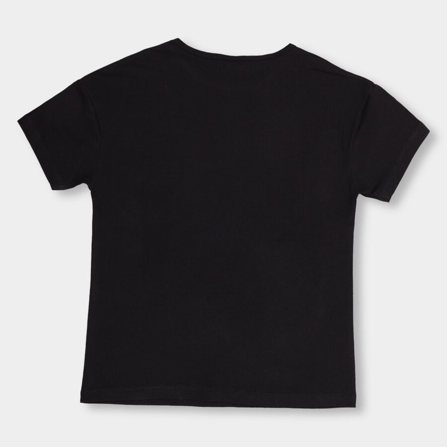 Girls' 100% Cotton T-Shirt, काला, large image number null