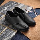 Men's Black Slip-On Strappy Sandals, काला, small