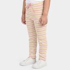 Girls' Yellow Straight Fit Striped Pyjama, पीला, small