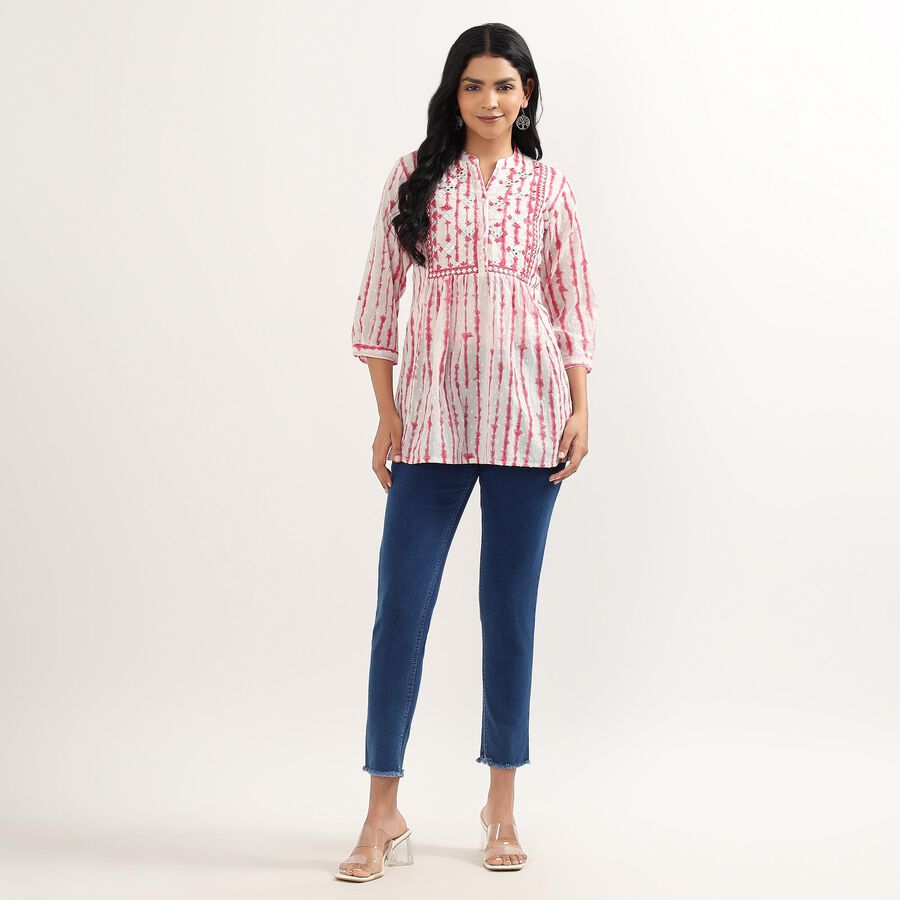 Ladies' 100% Cotton Kurti, Fuchsia, large image number null