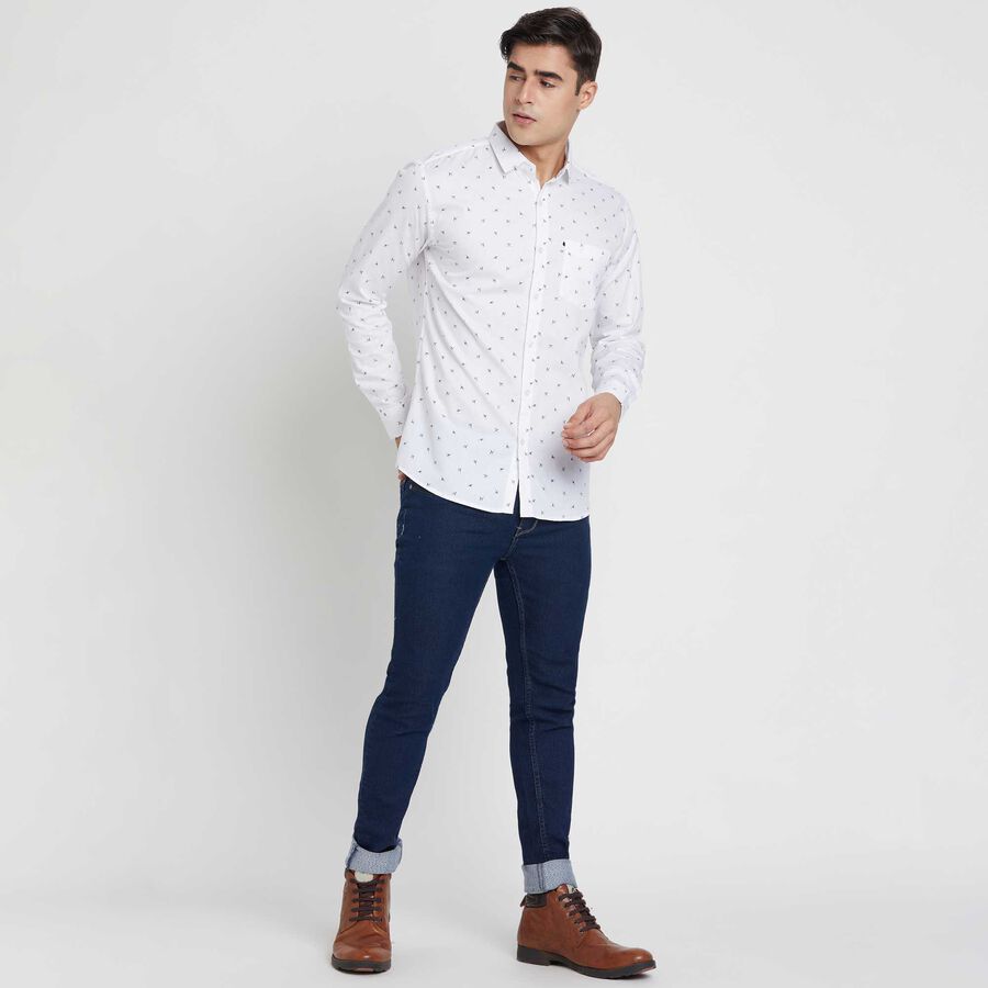 Cotton Printed Casual Shirt, White, large image number null
