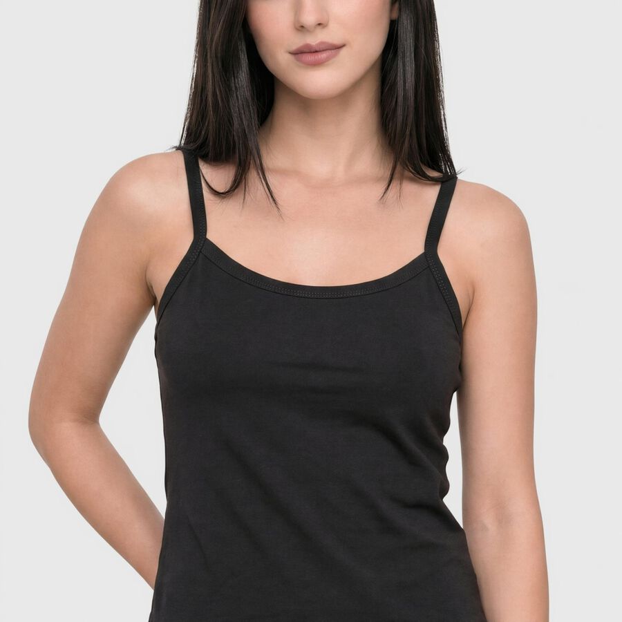 Women's Dark Grey Cotton Scoop Neck Camisole Slip, Dark Grey, large