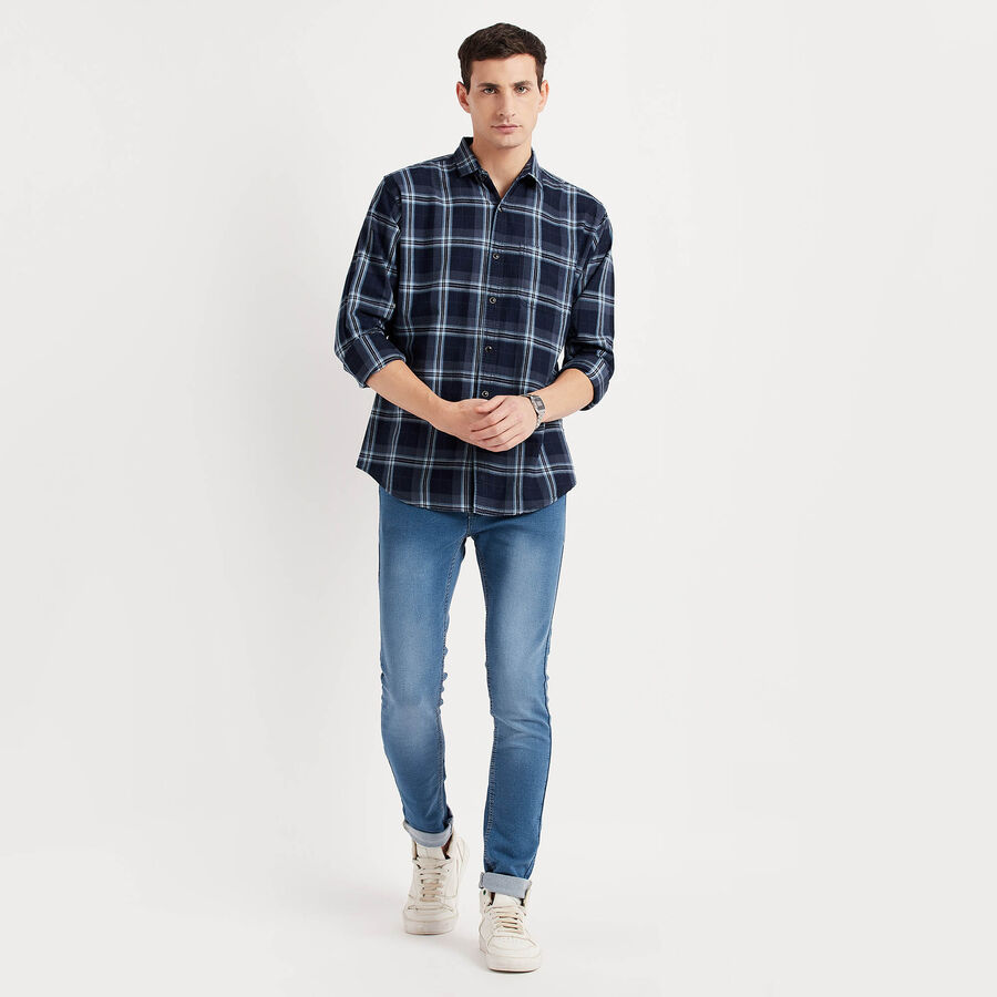Cotton Checks Casual Shirt, Dark Grey, large image number null